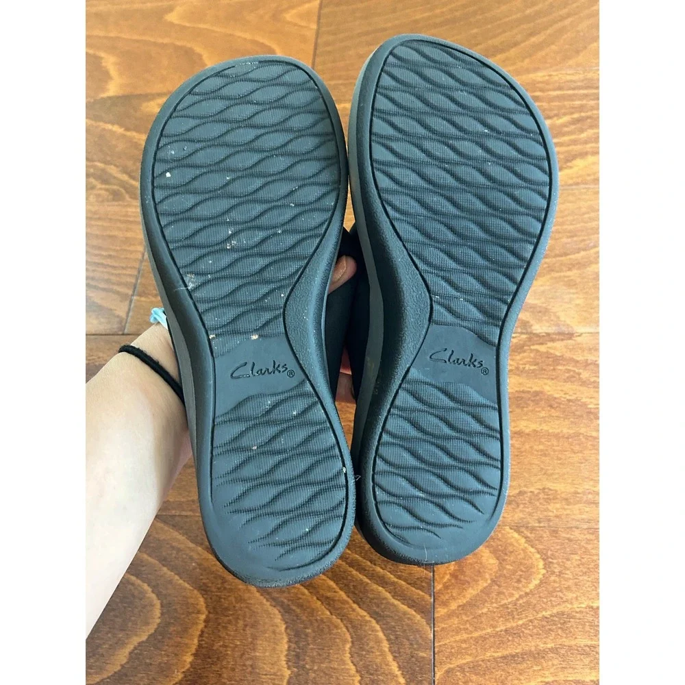 Clarks Cloudsteppers Arla Glison Black Grey Thong Sandals Womens 8 M